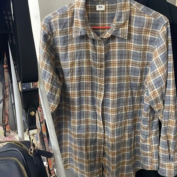 Uniqlo Fennel Checked Long Sleeve Shirt | NWOT - Picture 3 of 8